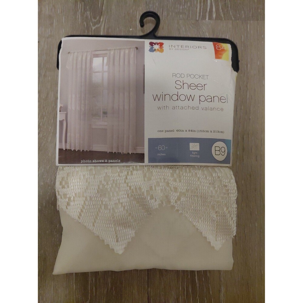 Interiors By Design Window Panels W/Valance 1pc  60”x84”each Polyester Sheer B9